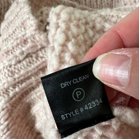 360 Cashmere Abbot Pale Rose Pink Loose Knit Crew Neck Band Cuff Neck Sweater S - Picture 9 of 11